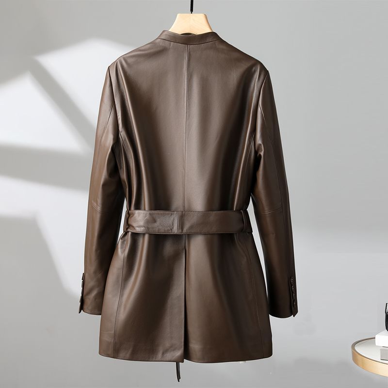Leather Jacket Women's Autumn Mid Length Suit Casual Suit Jacket
