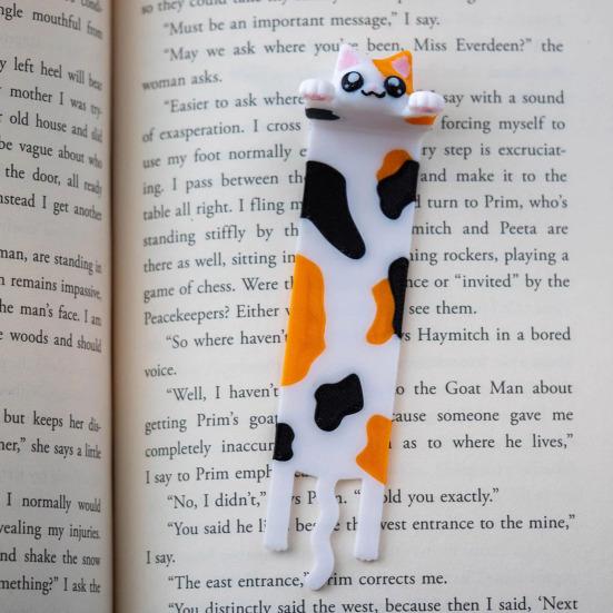 Hanging Cat Bookmark Plastic 3D Printed Long Body Kitten Book Page Marker Animal Decoration Book Lovers Birthday Christmas Gift