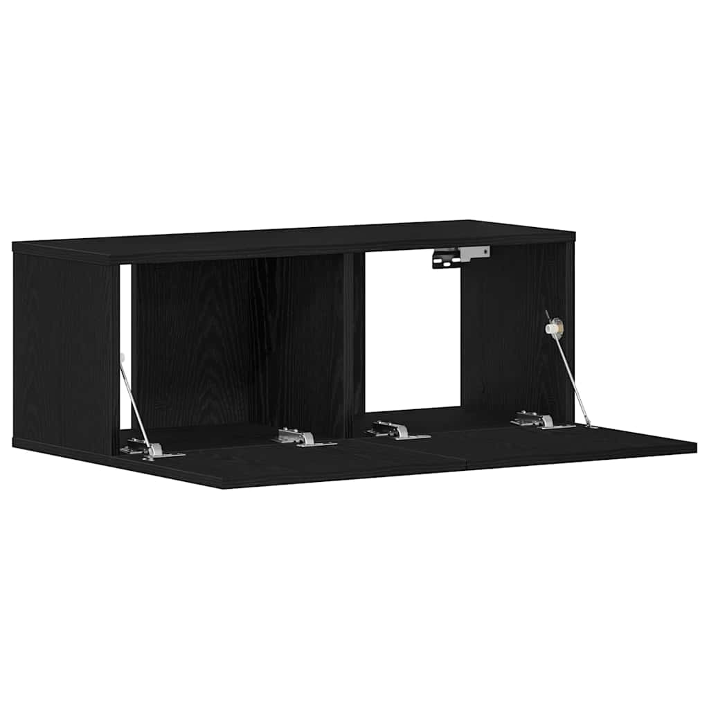 TV Stand Black Oak Effect 80 x 30 x 30 cm Engineered Wood