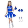 4-12 år Barn Jenter Cheerleader Kostymesett Ermeløs Topp Skjørt Pomponer og Sokker