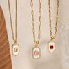 18K Gold Plated European Retro Necklace Set with White Shell & Zirconia