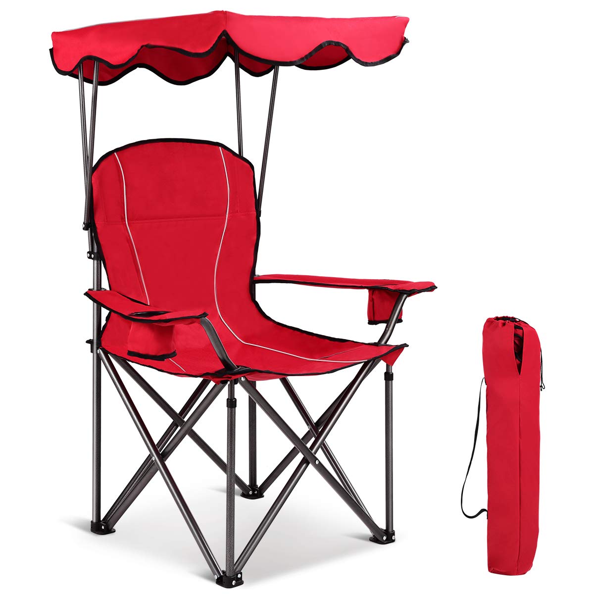 

Giantex Canopy Camping Outdoor Camping Удобный для загрузки Включает в себя хранилище Включает в себя тень Включает в себя чашку для Cherry Blossom Red Chair, Chair, красный