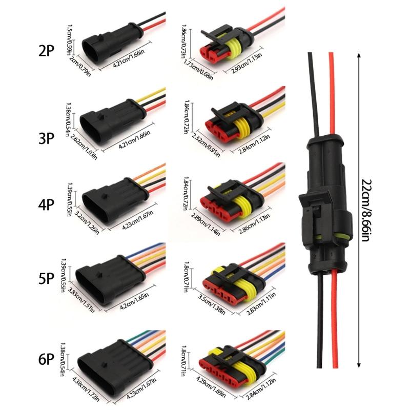 5Pcs Automotive Connector Male Female Electrical Connector Plugs with Wire for Car Truck Boats Other Wire Connection