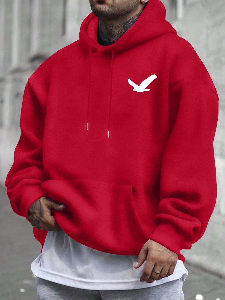 Minimalist Bird Graphic Printing Autumn and Winter Pure Cotton Men's and Women's Hoodies Outdoor Street Sports Training Brand