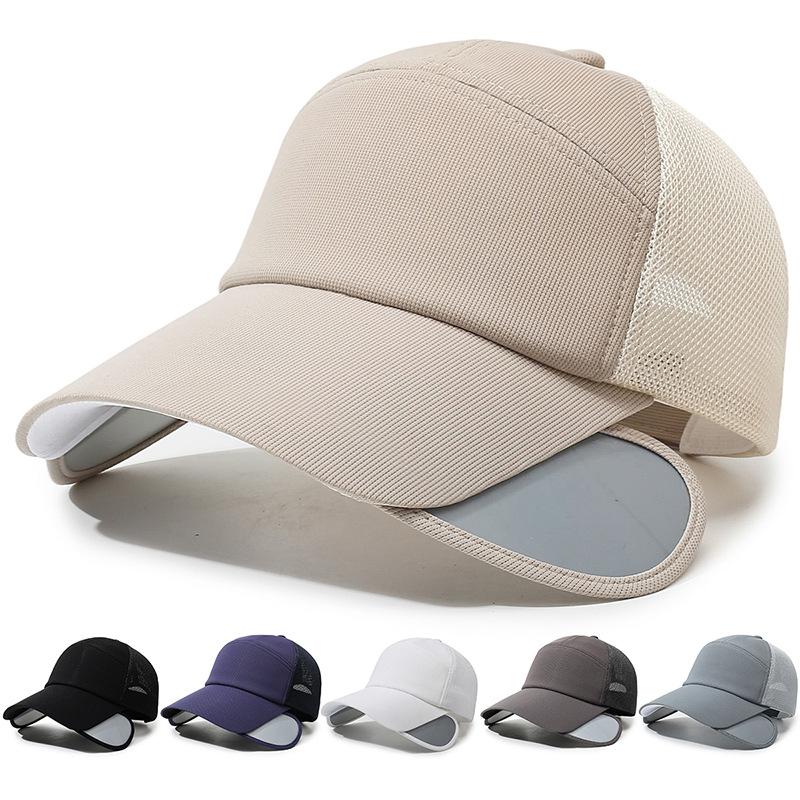 Cappello a visiera retrattile con protezione solare traspirante ad asciugatura rapida, unisex, per esterni, con visiera, a rete, per primavera ed estate