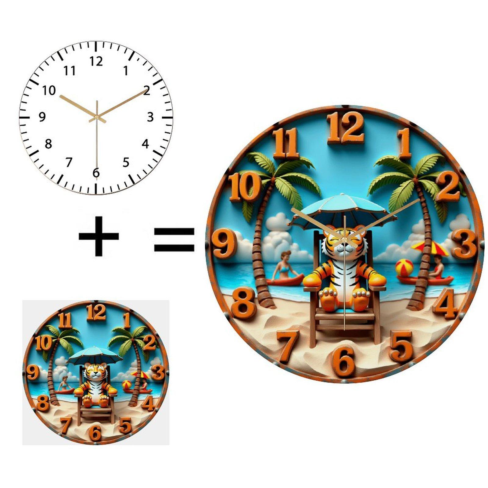 30x30cm Round Glass Wall Clock that is a Must-Have for Modern Home Staging (White,12 in(30.48cm))