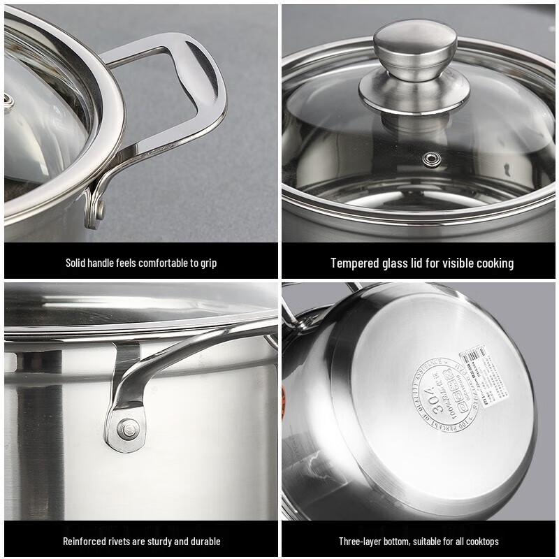 Shangheng 20CM 304 Stainless Steel Non-stick Soup Pot
