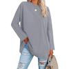 T-shirt Taglia Grande Monocolore, Top Casual a Maniche Lunghe Girocollo Primavera e Autunno, Abbigliamento Taglia Grande da Donna