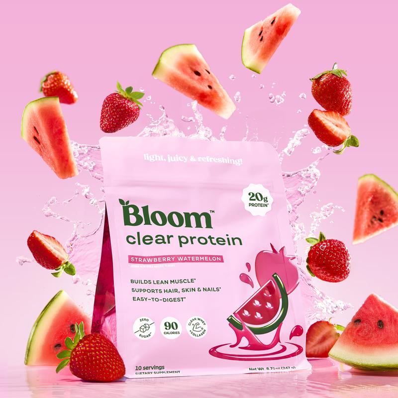 Bloom Nutrition Clear Protein - Clear Whey + Collagen Protein Blend | 20g Protein, 90 Calories, 0g Sugar, Light