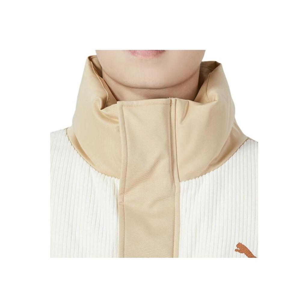 Puma Spliced Design Logo Print Stand Collar Down Jacket Unisex Outerwear Beige 539837-97
