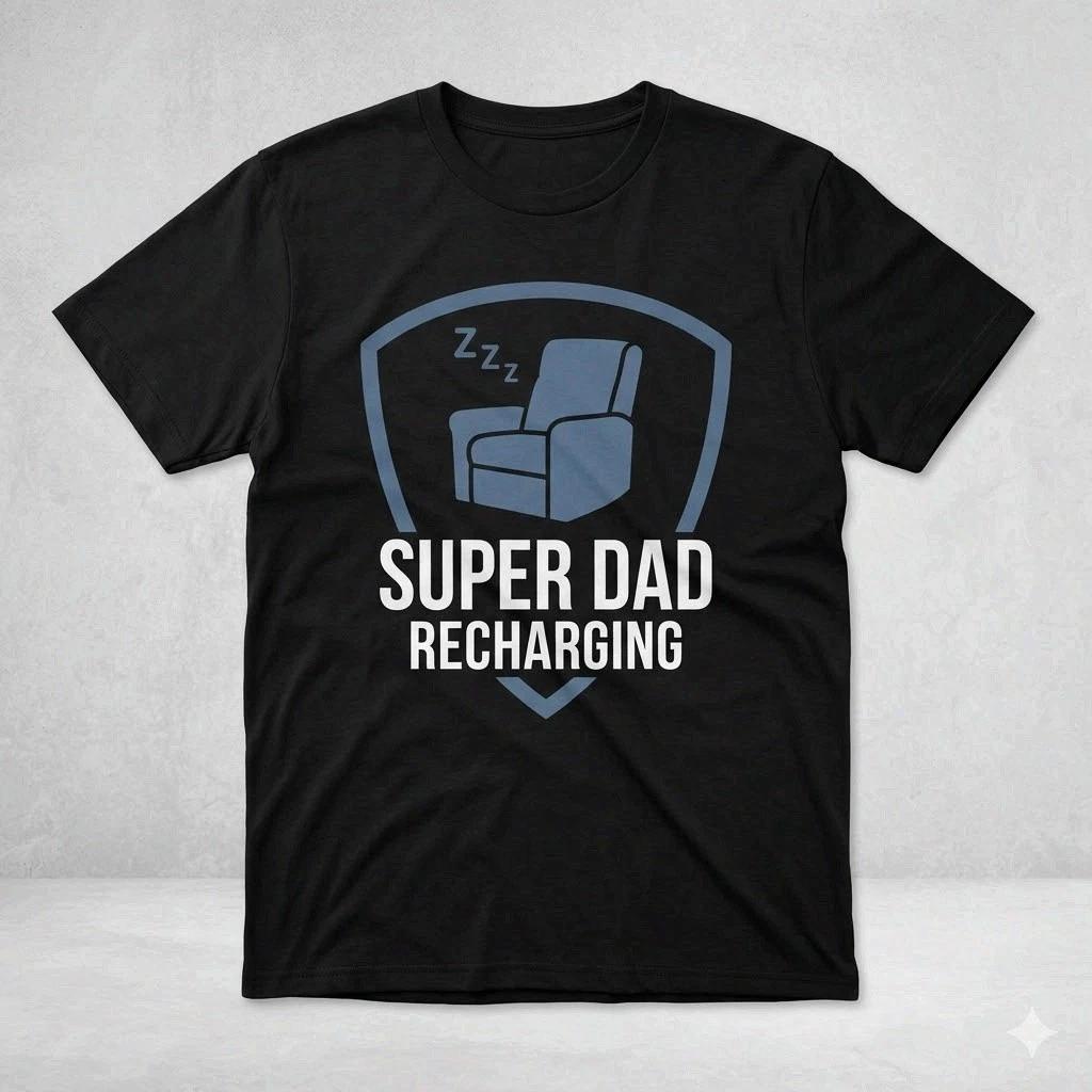 Super Dad Recharging Funny Nap Dad Fathers Day Black Shirt XXL