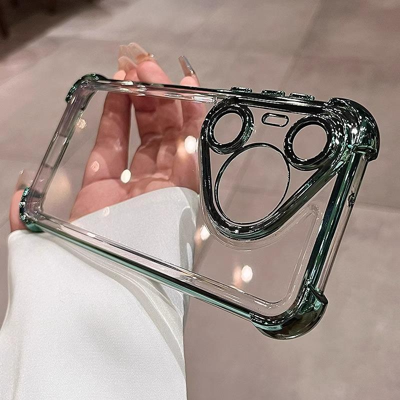 Electroplated Transparent Airbag Anti-fall Case with Lens Film for Huawei Pura80Pro Phone