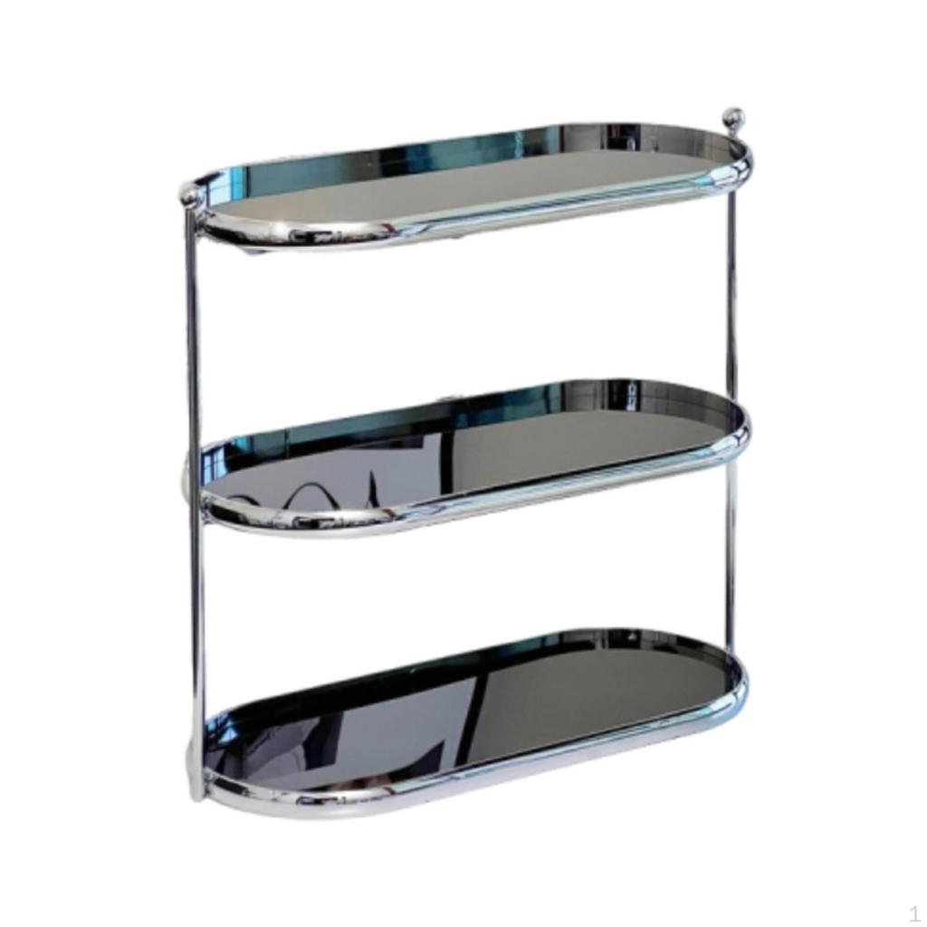 Acrylic Vanity Shelf Makeup Display Stand Space Saving Perfume Washroom, Desktop Black 2tier