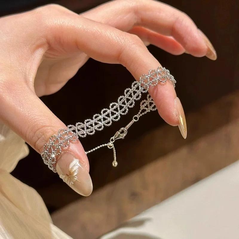 Gold Silver Color Exquisite Lace Adjustable Bracelet for Women's Fashionable Design Sense Metal Geometric Bracelet Jewelry Gift