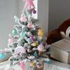 Macaron-Colored Christmas Tree Ornament Set: Painted Ball, Star, and Tree Topper Decorations