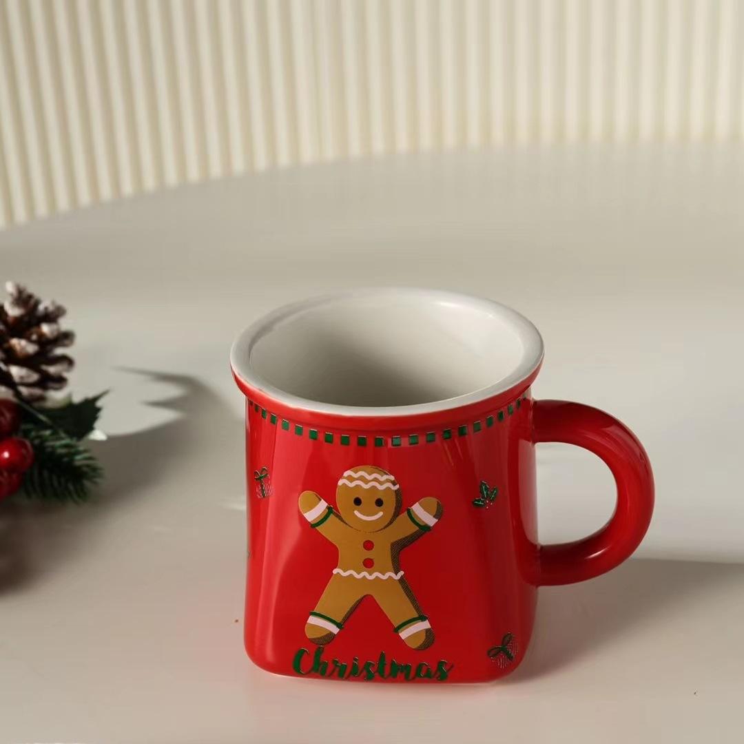 

Творческая рождественская кружка в стиле Санта-Клауса, керамическая чашка, пряничный человечек, мультяшная кофейная чашка, простая индивидуальная чашка для воды 401-500ml