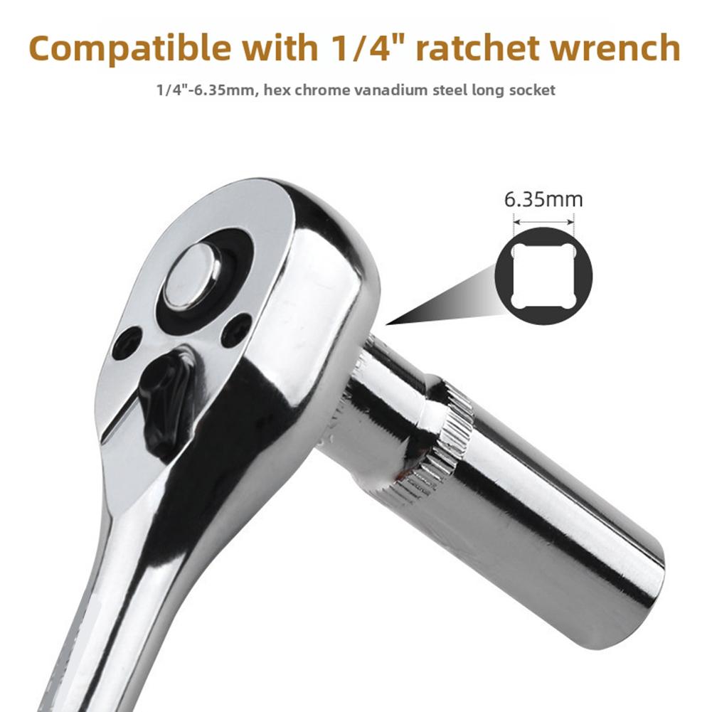11-Piece Long Socket Wrench Set 4-14mm Chrome Vanadium Steel Deep Reach Hex Tool Kit For Auto Repair DIY Mechanics