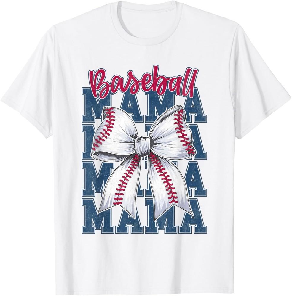 Baseball Mama Coquette Bow Game Day Baseball Mom Mother T-Shirt