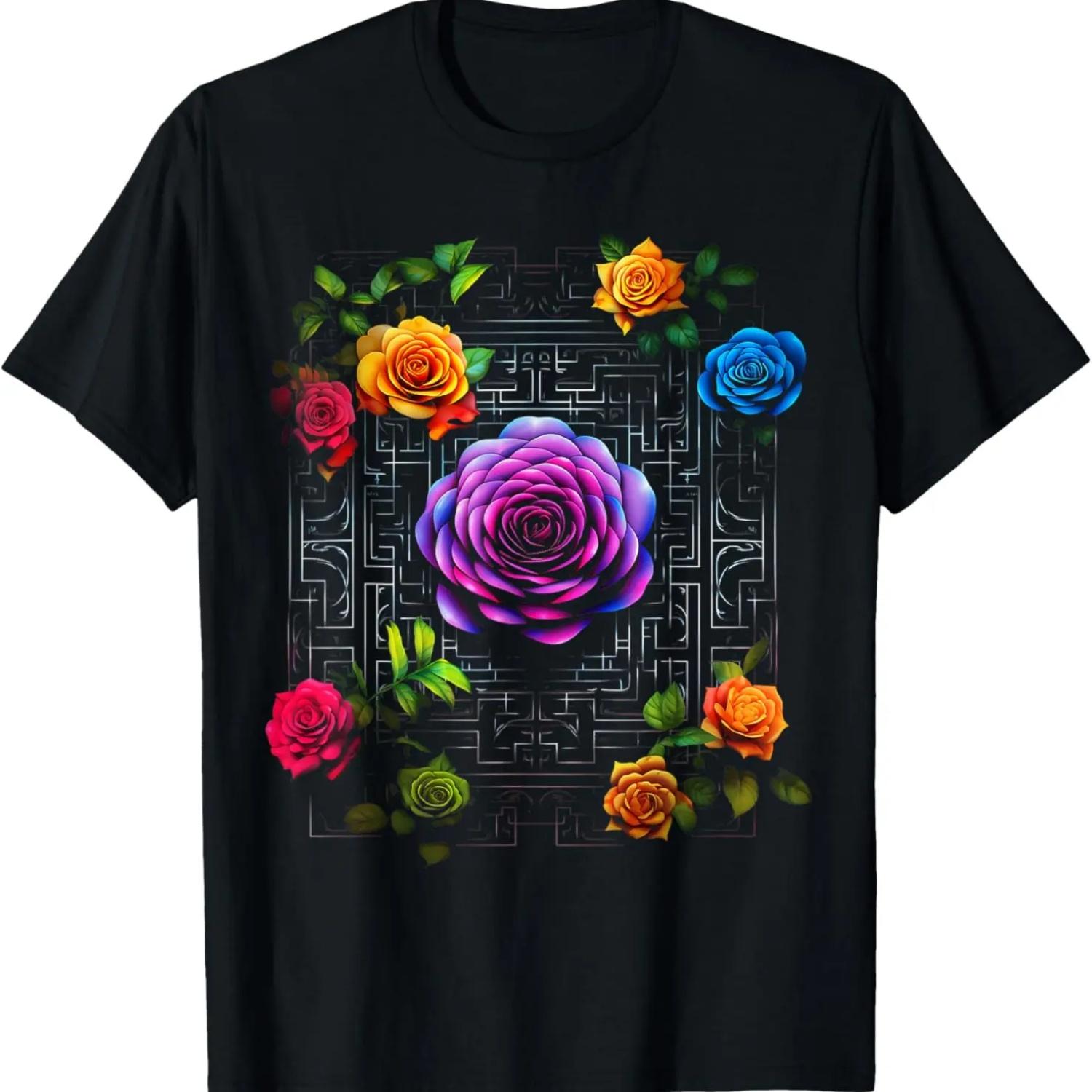 Мандала Любителя Роз Арт Листья Цветная Графика Роза Футболка S чёрный