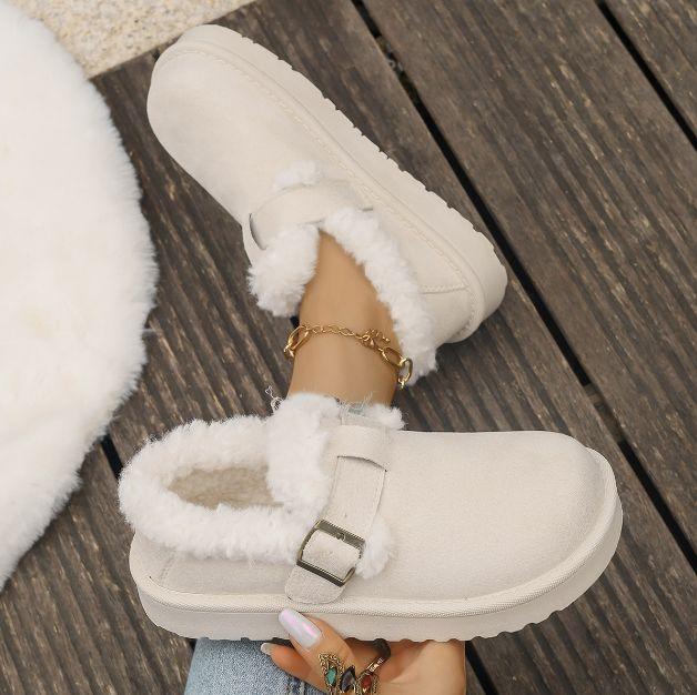 Women's Winter Plus Size Casual Flat Slip-On Snow Boots Low-Top Slip-On Outdoor Wear