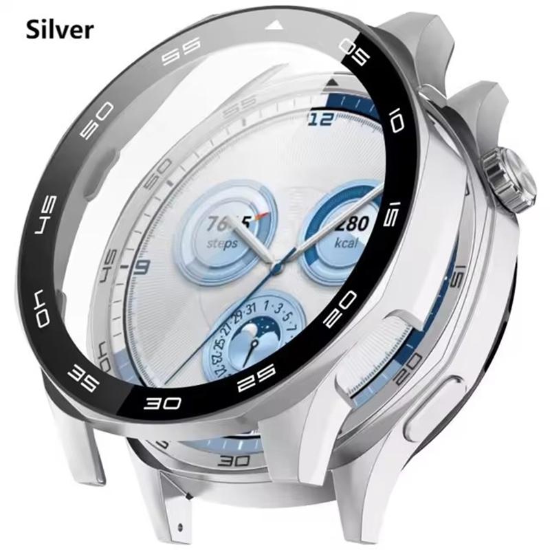 

For Huawei Watch GT5 46mm PC +Tempered Glass Case Full Cover Screen Protector Bumper for Huawei Watch GT 5 46 MM Cover GT5 46mm серебряный