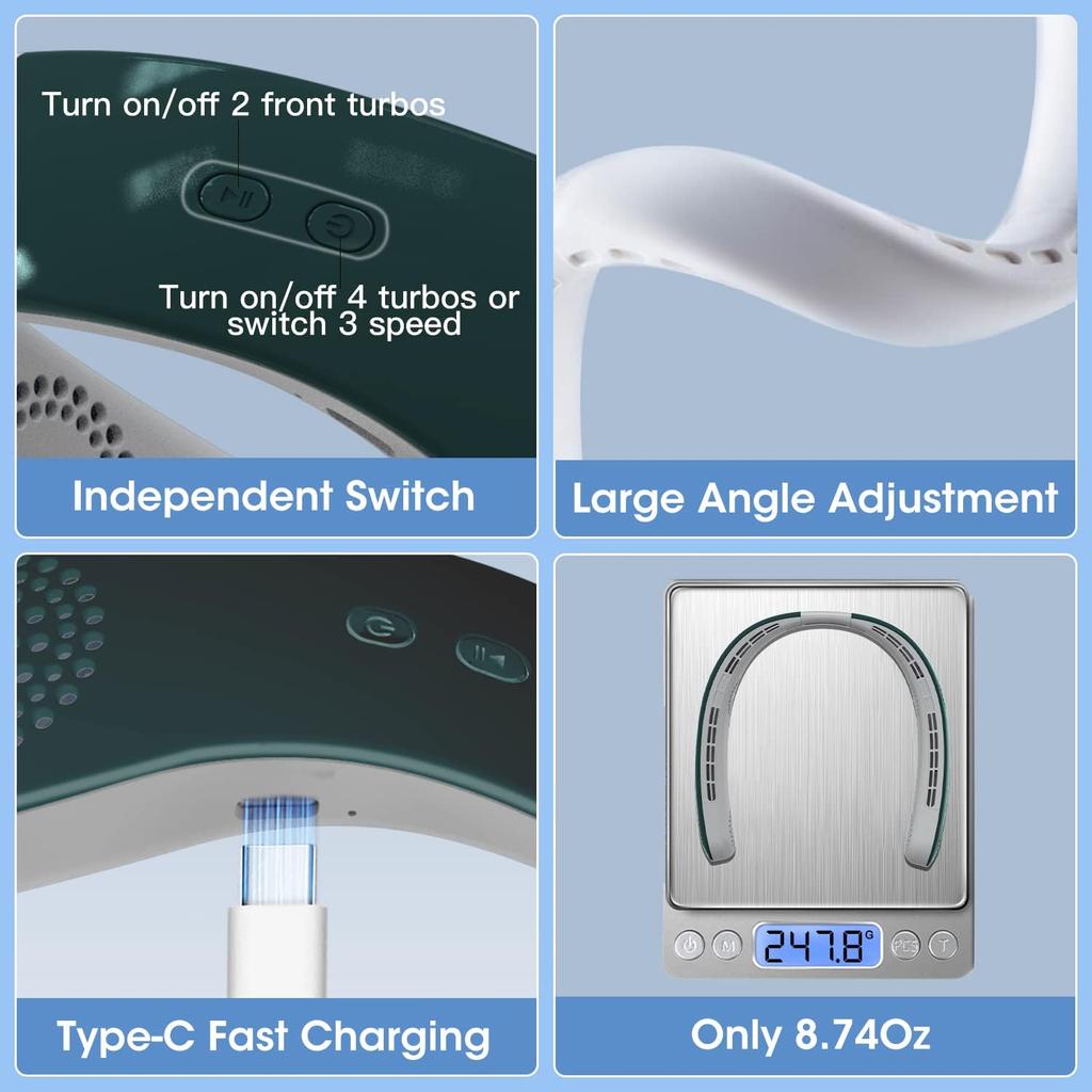 4000mAh Rechargeable Portable Neck Hanging Air Conditioner Cooling Without Blades