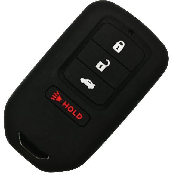Qty(2) Alegender Black Silicone Smart Key Fob Cover Case Skin Protector for 2013 2014 2015 2018 Honda Accord EX EX-L Touring Civic 4 Buttons Smart