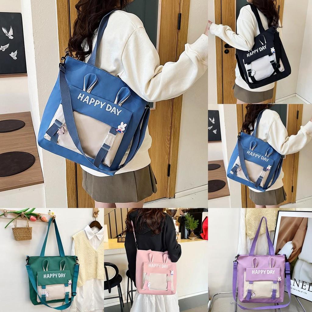 Bunny Ears Tote Bag With Splicing Design For Daily Casual Use