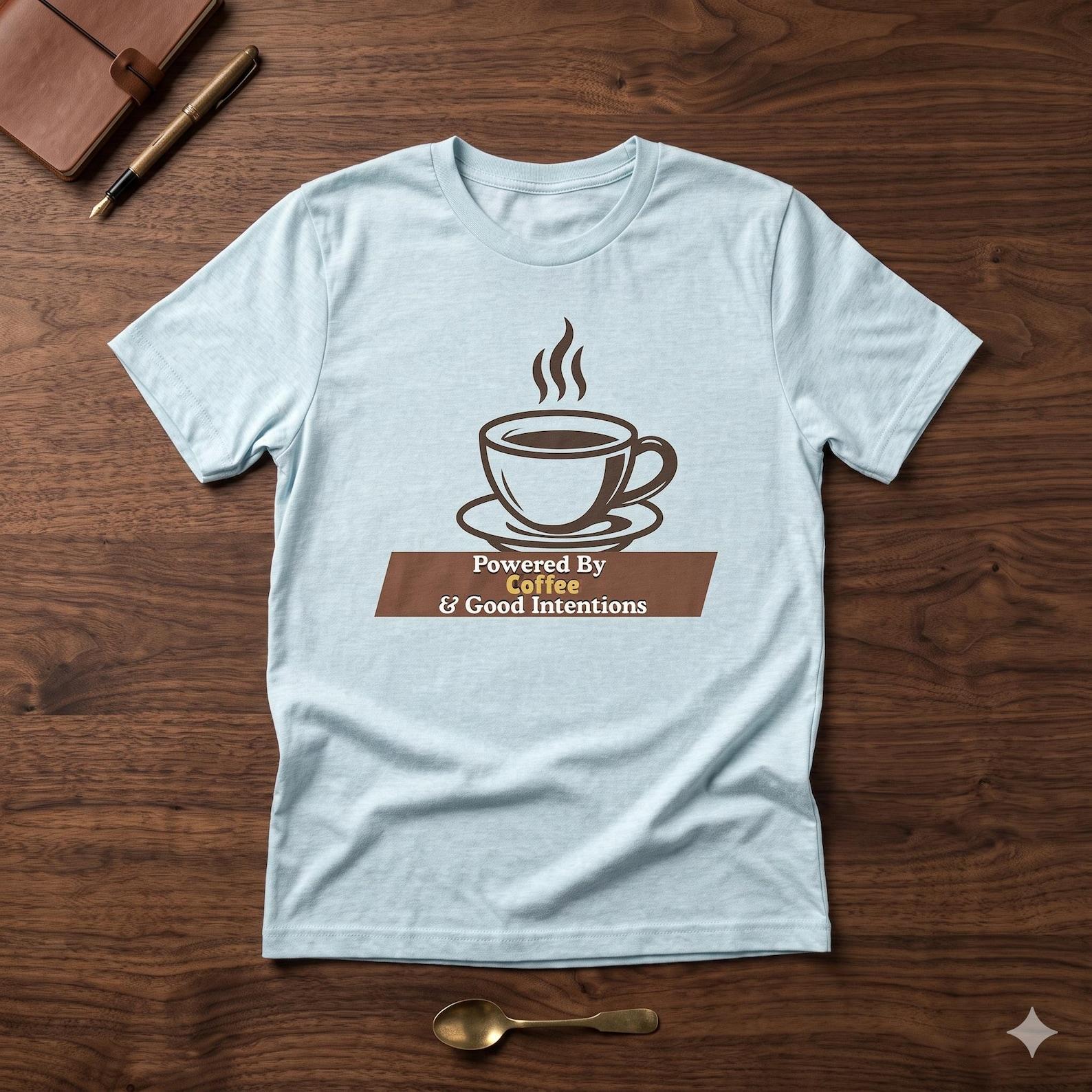 Coffee Lover Shirt, Powered By Coffee T-Shirt, Funny Coffee Graphic Tee, Barista Gift, Coffee Addict Unisex Shirt 4XL