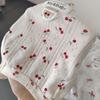 Cherry Print Dog T-Shirt with D-Ring Lace Ruffle Cap Sleeve Girl Puppy Clothes Breathable Summer Pet Vest for Small Medium Dogs Cats