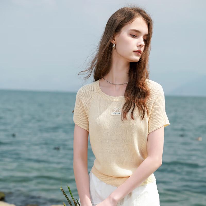 Sancai 2025 Summer Thin Knit Pullover with Bow Detail