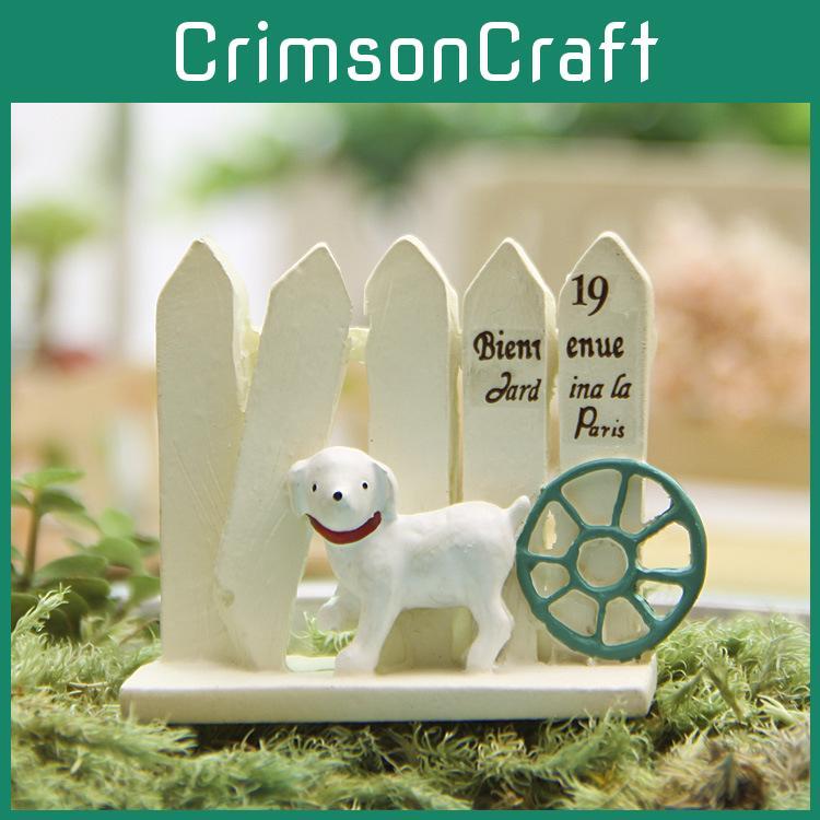 Japanese Garden Dog Fence Resin Ornament For Plant Arrangement And Gift Use