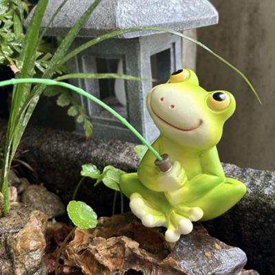Garden Frog Ornament Weather-resistant Frog Ornament Whimsical Resin Pond Decor Sculptures Fishing Cartoon Frog for Outdoor