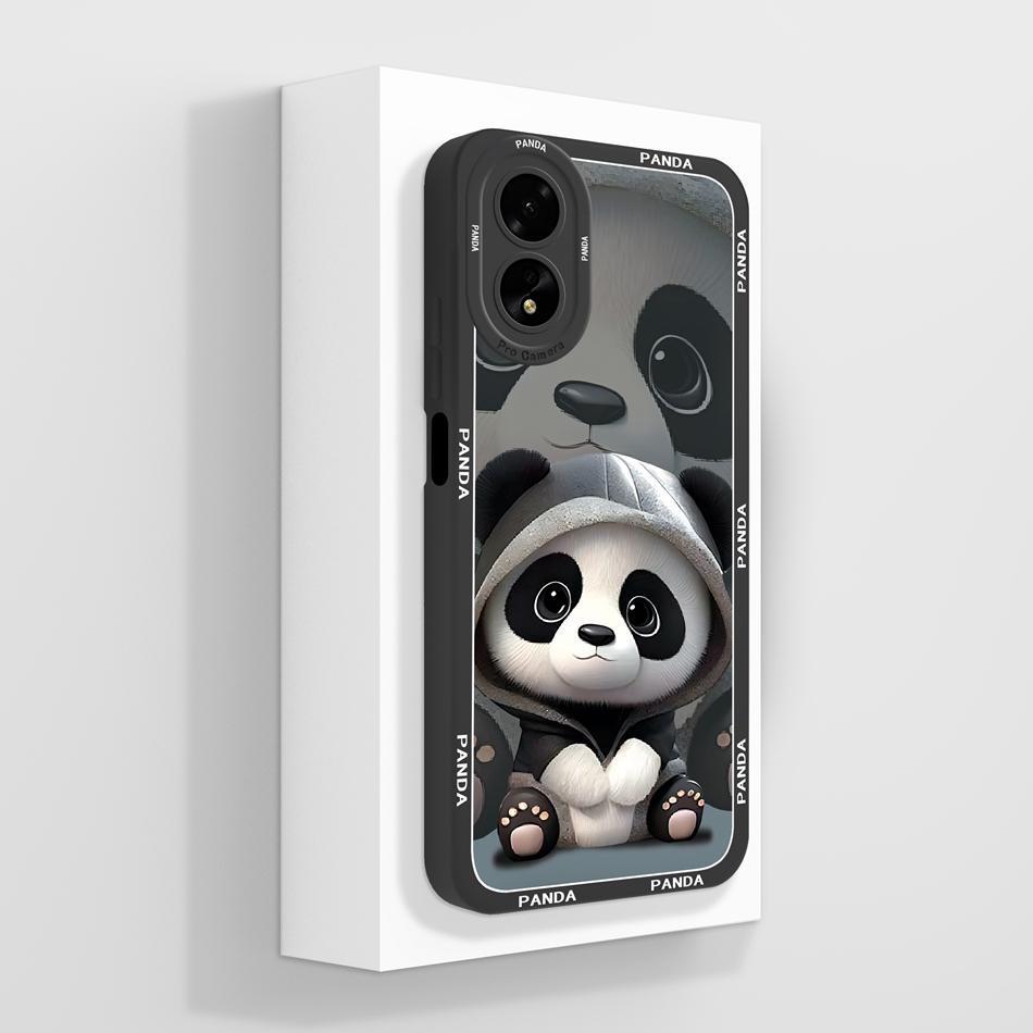 For Oppo A38 Case Oppo A18 Cover Cute Panda Soft Liquid Silicone Back Covers For Oppo A 38 4G Full Protection Phone Housing Capa