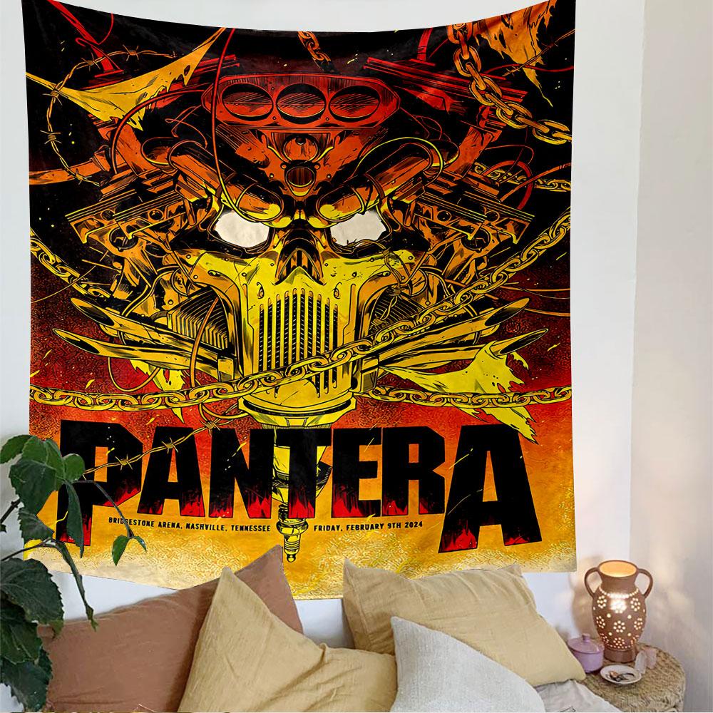 Pantera Band Tapestry Wall Hanging, Heavy Metal Logo Poster Art, Rock Wall Decor for Bedroom Living Room Dorm