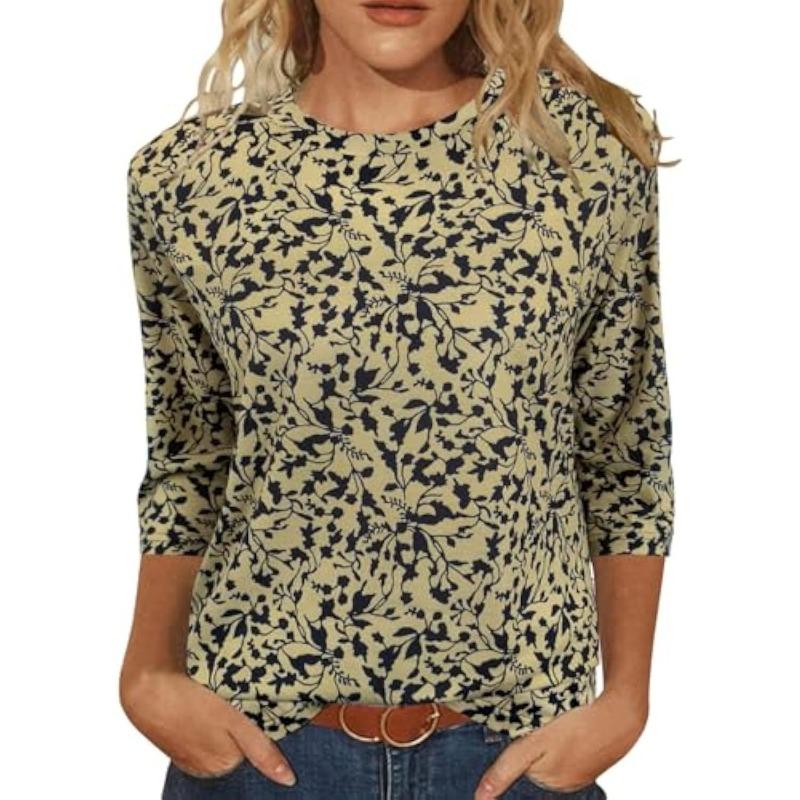 

Весенне-осенний топ с круглым вырезом, цветочным узором и 3D-принтом, модная повседневная женская футболка с длинным рукавом 2XL