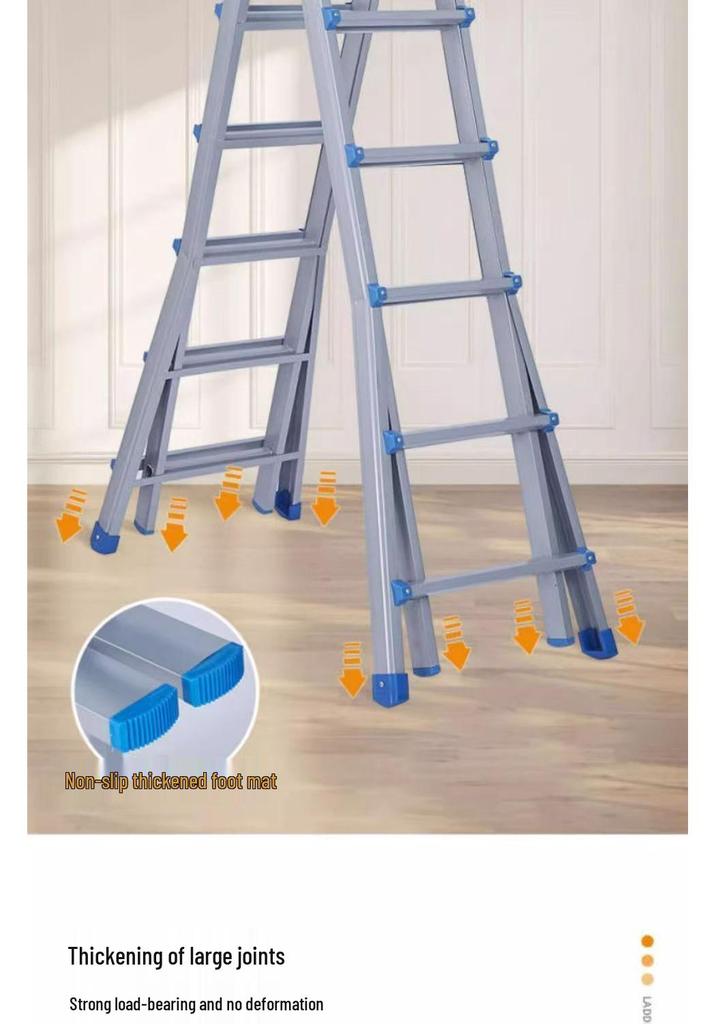 Multifunctional Telescopic A-frame Ladder with Carbon Steel and Thickened Iron
