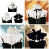 Vintage Ruffle Stand False Collar with Ribbon Tie for Women Victorian Detachable Neck Ruff Decorative Shawl Cape Boleros