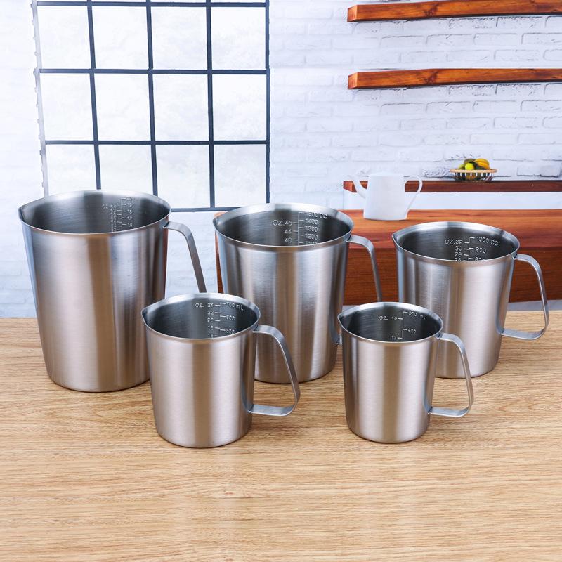500/700/1000/1500/2000ML Stainless Milk Measuring Cup with Spout for Espresso Cappuccino Coffee Latte Barista Pitcher Jug
