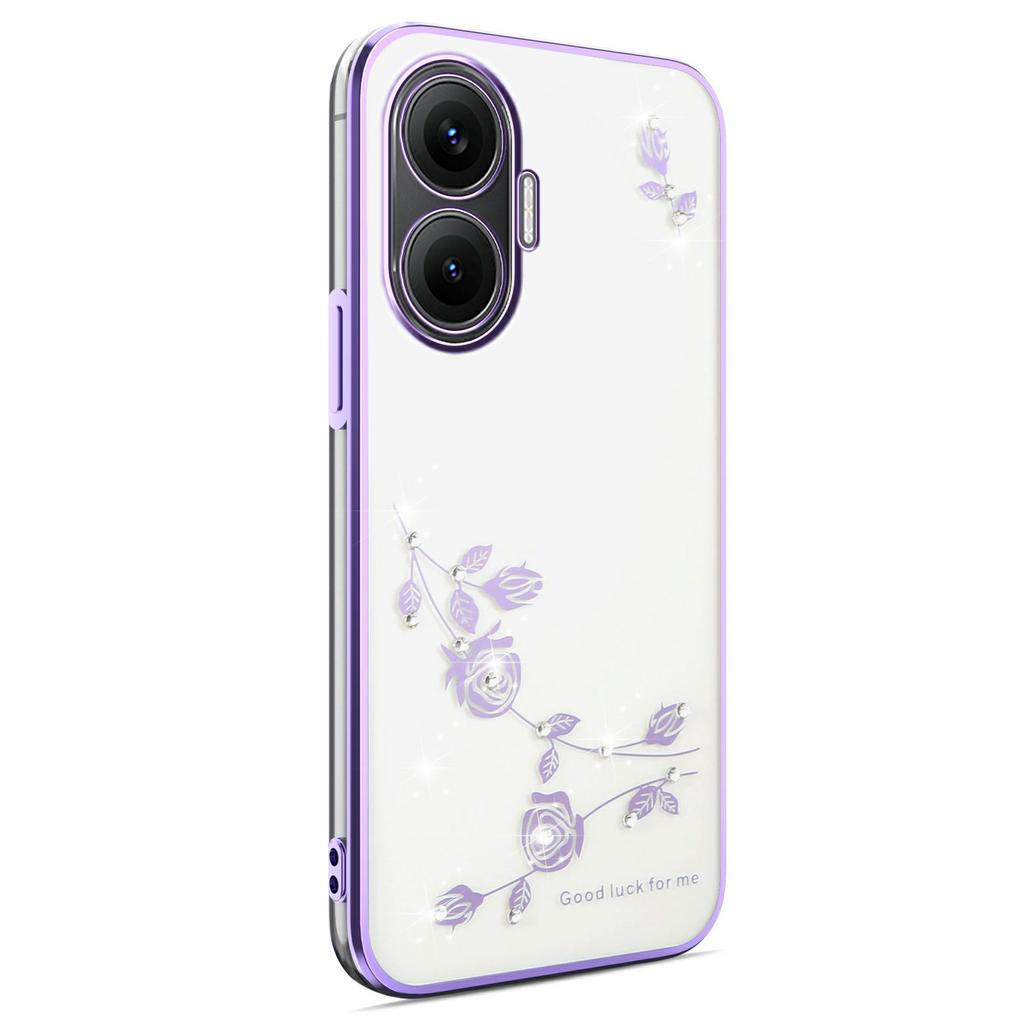 KADEM For Xiaomi Redmi Turbo 4 Pro 5G/Poco F7 5G Case Flower Rhinestone Decor TPU Phone Cover