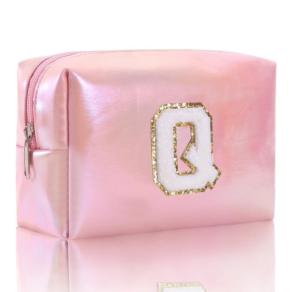 Octagon Bag Embroidery Alphabet Makeup Bag Large Capacity Toiletry Bag Travel Storage Bag Clutch Bag