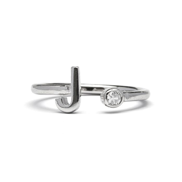 Bague - LUXENTER - Alphabet - Argent sterling 925 - Zircone brillante - Finition rhodiée