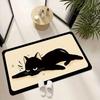 Cute Cartoon Black Cat Bath Mat Funny Lazy Cat Pattern Non Slip Absorbent Floor Rug Bathroom Kitchen Entry Home Decor Doormat