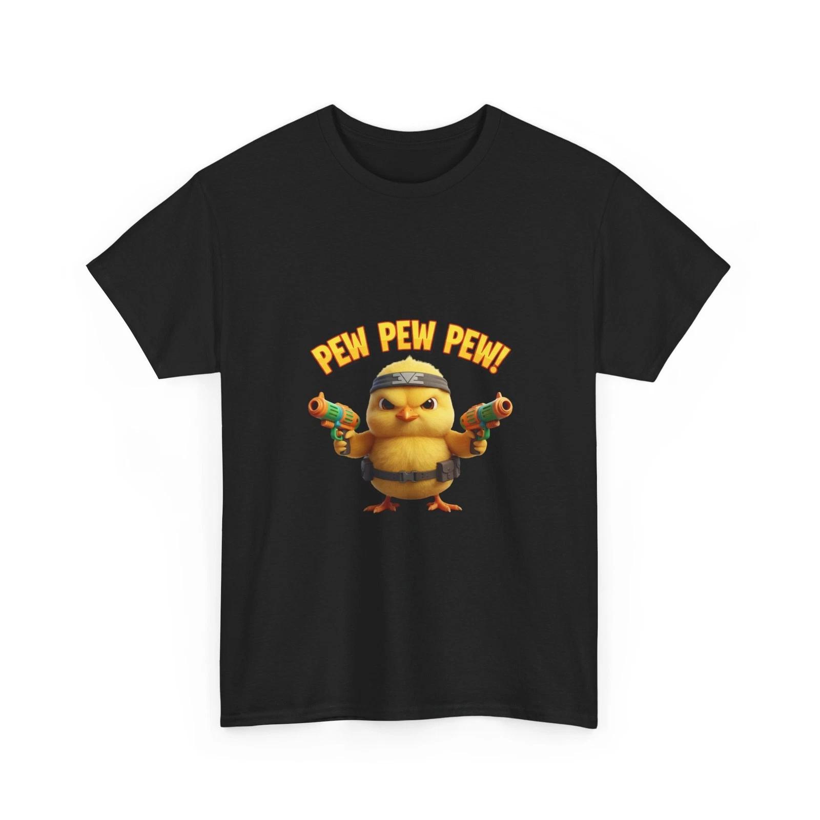 Pew Pew Chick with Toy Guns Tee | Cute Chick Cartoon Shirt, Funny T-Shirt, Cotton 4XL