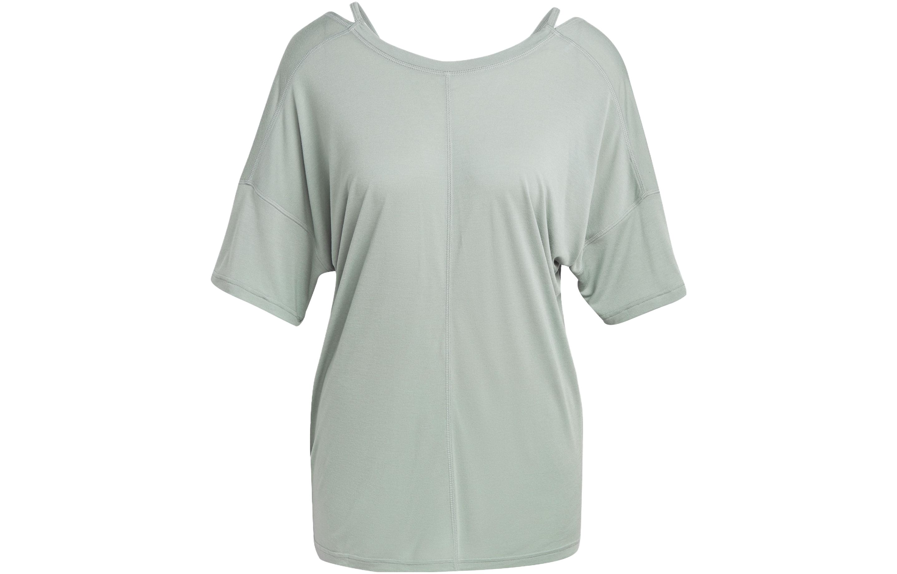 Adidas T Shirts Women s Green Crew Neck Moderate Straight Fit HR5078 A/L