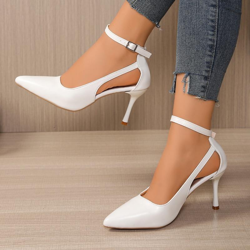 One-line Strap Stiletto Sandals Autumn New Pointed Toe Shallow Mouth Non-slip Wear-resistant High Heels