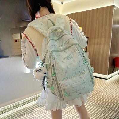 Large Capacity Campus Schoolbag for Girls  Korean Version  Simple Tie Dyed Backpack for High School Students  Ins Style  Japanese Style Backpack