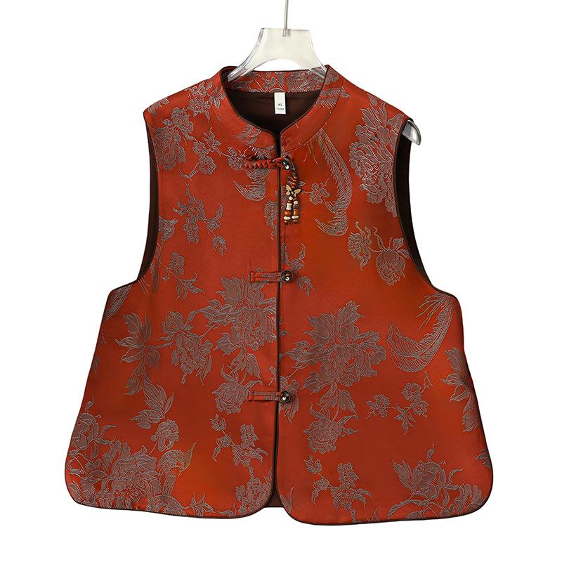 Spring Vest for Middle-aged & Elderly Women - Chinese Style Shawl, Mother's Outerwear, Wife's Top