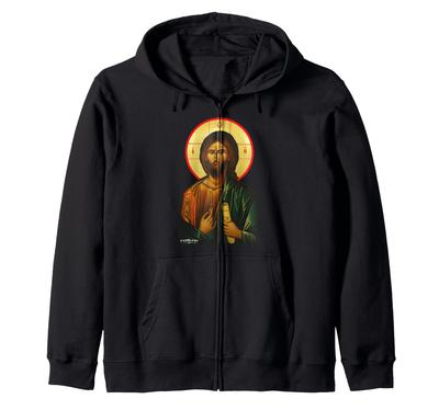 Jesus Christus Ikone Griechischer Zip-Hoodie
