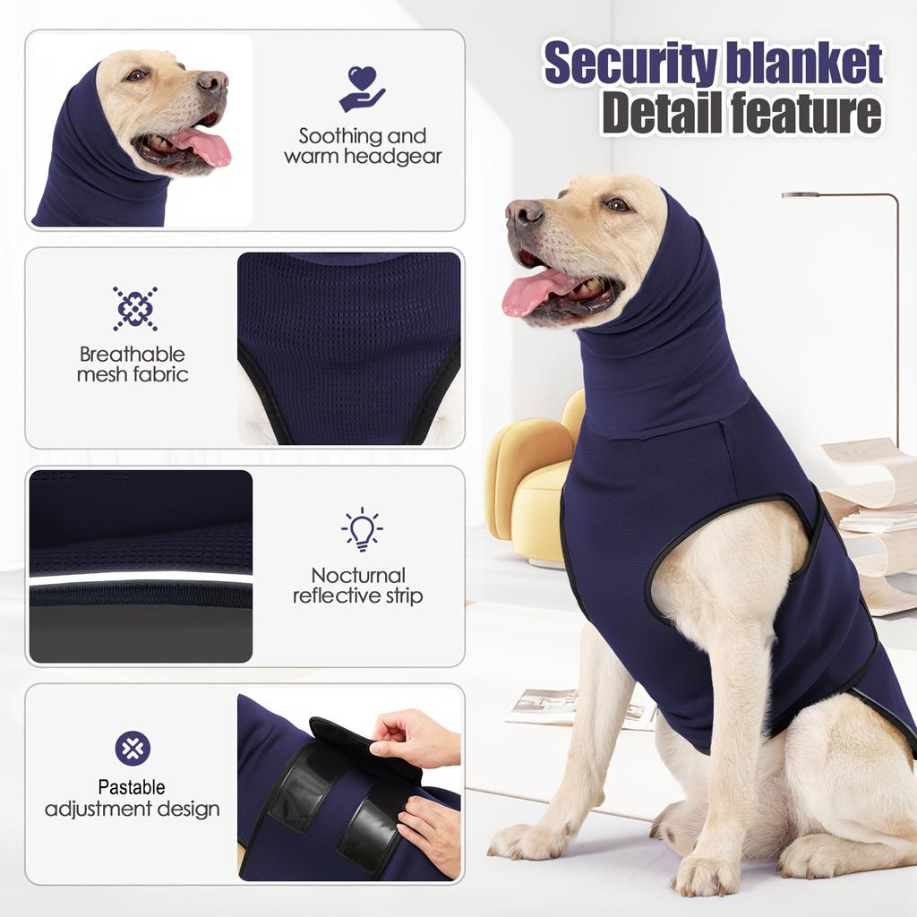 Dog Calming Vest, Reflective Comfort Jacket for Small and Medium Dogs, Anxiety Relief Vests Suitable ForThunderstorm Fear and Anxiety Hooded Clothing